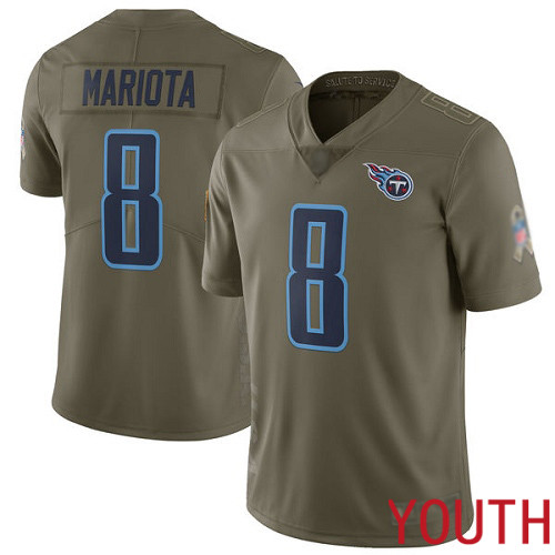 Tennessee Titans Limited Olive Youth Marcus Mariota Jersey NFL Football #8 2017 Salute to Service->youth nfl jersey->Youth Jersey